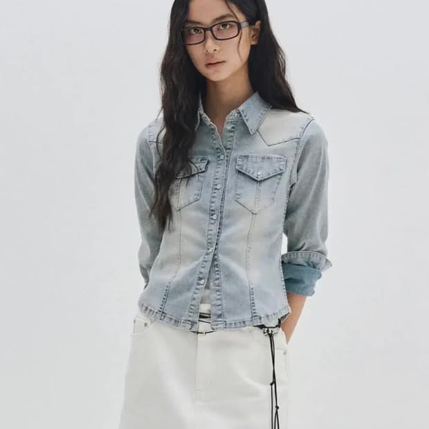 데케트우먼 웨스턴 슬림 데님 셔츠