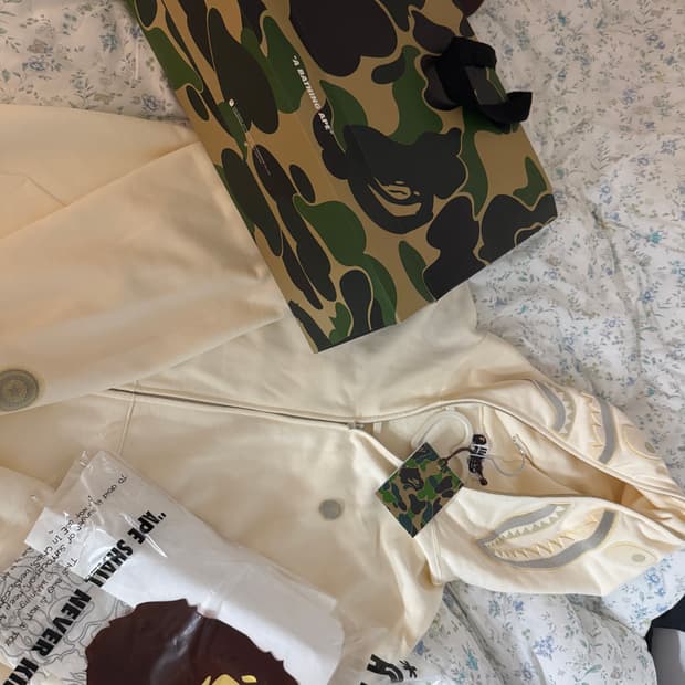 베이프 샤크 후드 집업 아이보리 2xl