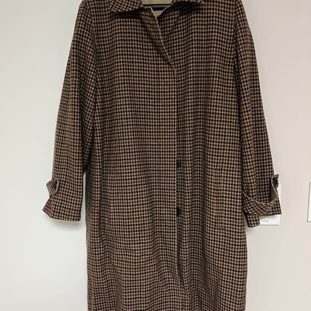 아쿠아스큐텀 양면 트렌치 체크 코트