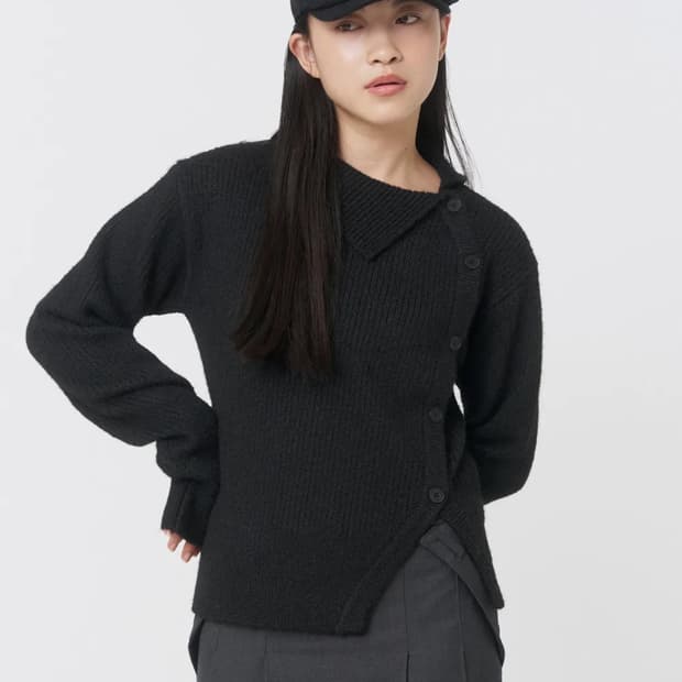 미세키서울 버튼 니트 블랙 
