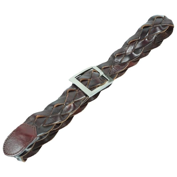 빈티지 다크브라운 리얼 레더 위빙 벨트