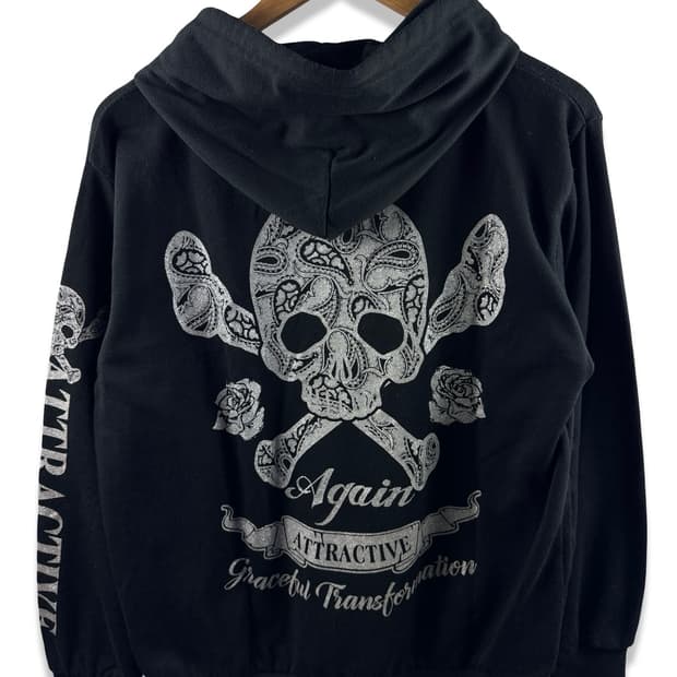 JPN 페이즐리 스컬 펑크 후드티2182