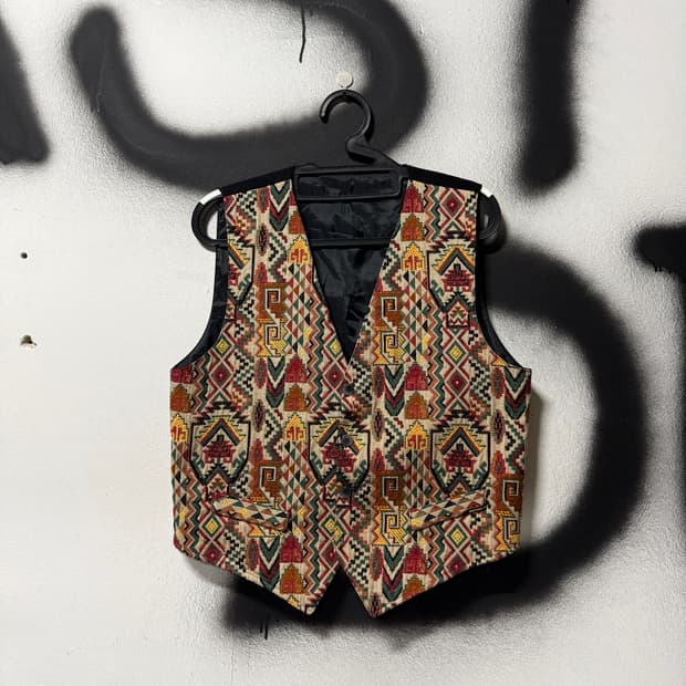 VTG 빈티지 에스닉 자카드 자수 패턴 베스트