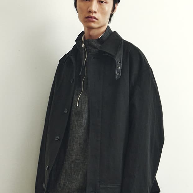 유스 레더 트림 코튼 자켓 블랙 M