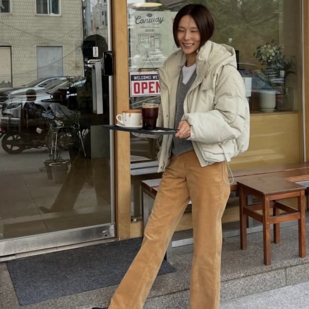 포니테일 코듀로이 하이웨스트 팬츠 s (27-마른28)
