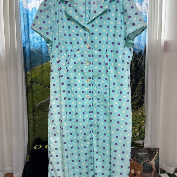 빈티지 민트 도트 원피스