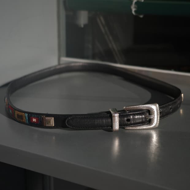 빈티지 사우스웨스턴 비드 레더 벨트