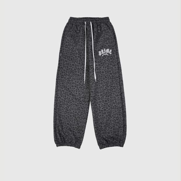 프라임멤버스 Leopard Wide Joggers Black