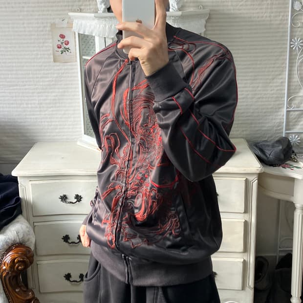 빈티지 레드 염라천왕 스카잔 o-927 y2k 스트릿 모리 갸루 일본빈티