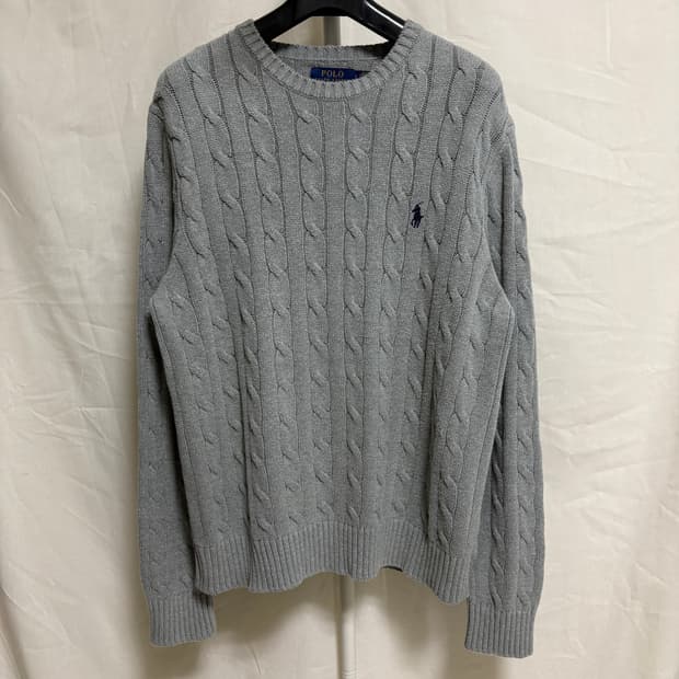 폴로 랄프로렌 케이블 코튼 니트 / 그레이, L