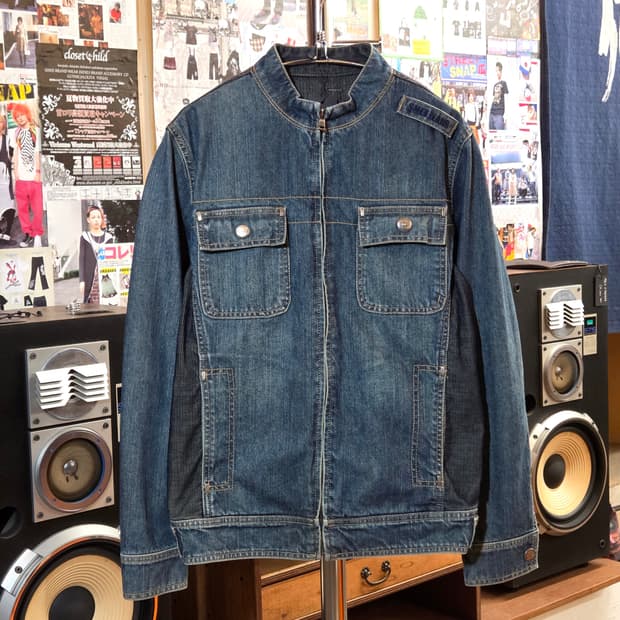 빈티지 골지 배색 데님 자켓 