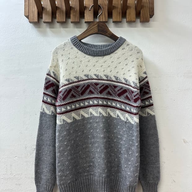 일본빈티지 노르딕 페어아일 울 혼방 니트 스웨터