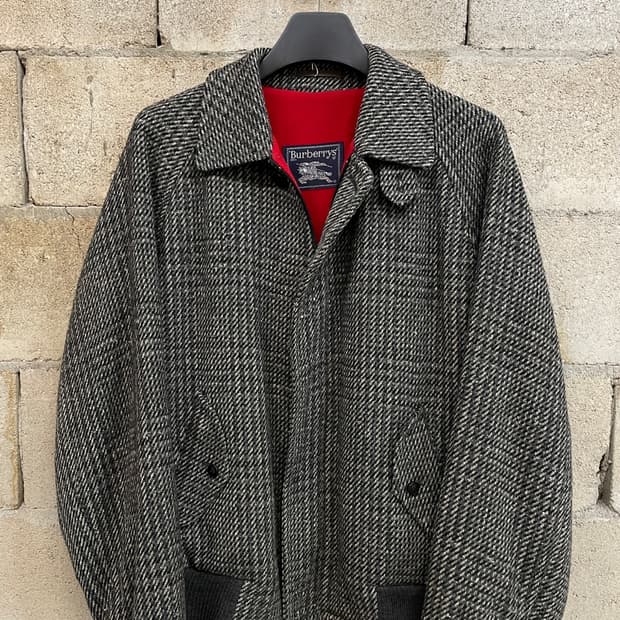 버버리 울 트위드 블루종 자켓 