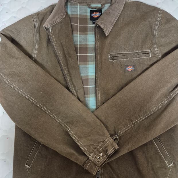 디키즈 플란넬 라이닝 브라운 데님 워크자켓 L