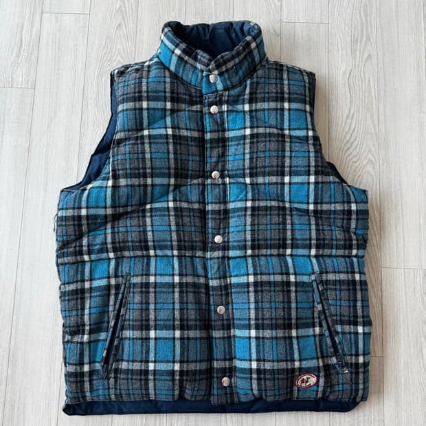 빈티지 카멜 다운 베스트 네이비