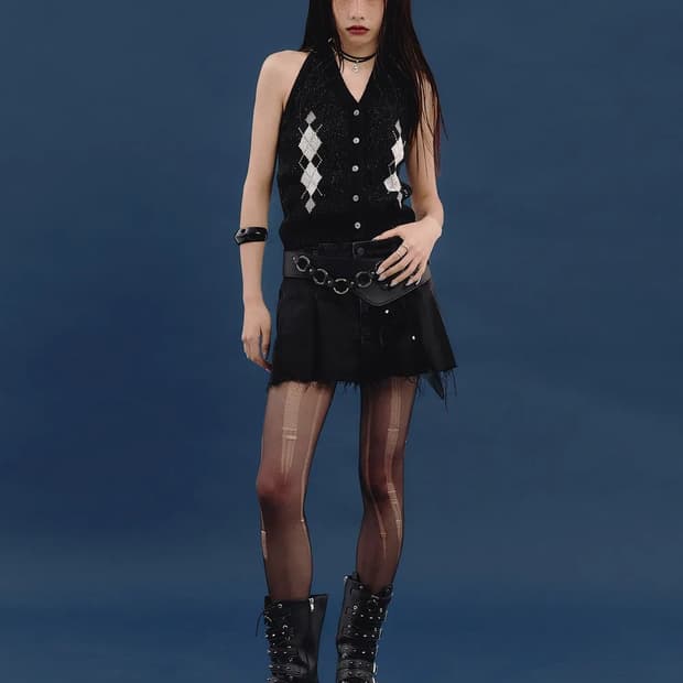 낫노잉 린넨 니트 홀터 탑 베스트 조끼