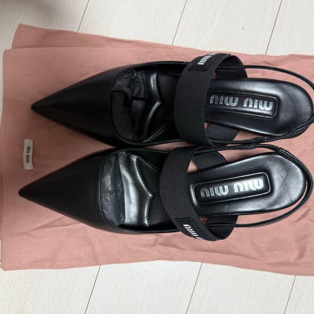 미우미우 블랙 뮬 슬링백 힐 35.5 사이즈