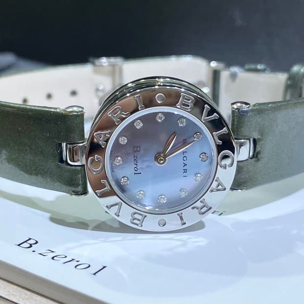 불가리 비제로원 블루 자개 다이아 12p 쿼츠 여성용 22mm 스몰