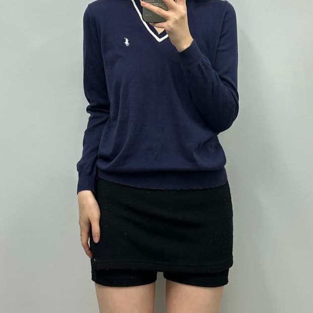폴로 랄프로렌 네이비 브이넥 니트