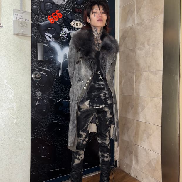 Vkei suede fur long coat