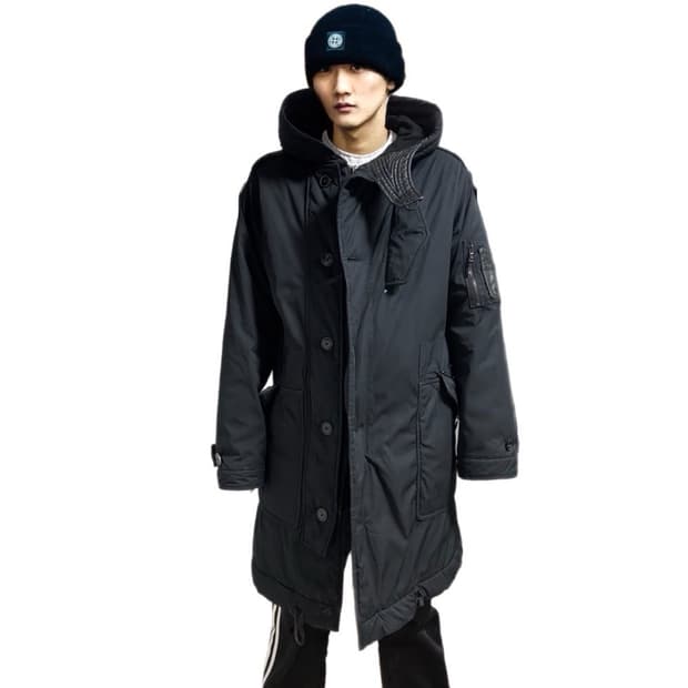 폴로 랄프로렌 멀티포켓 후드 나일론 +레더 롱 패딩