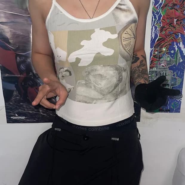 빈티지 프린팅 나시