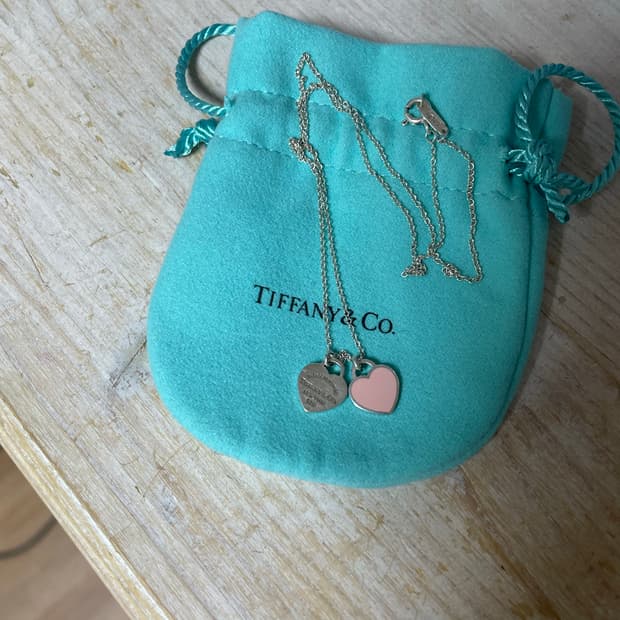 티파니 더블하트 핑크 목걸이