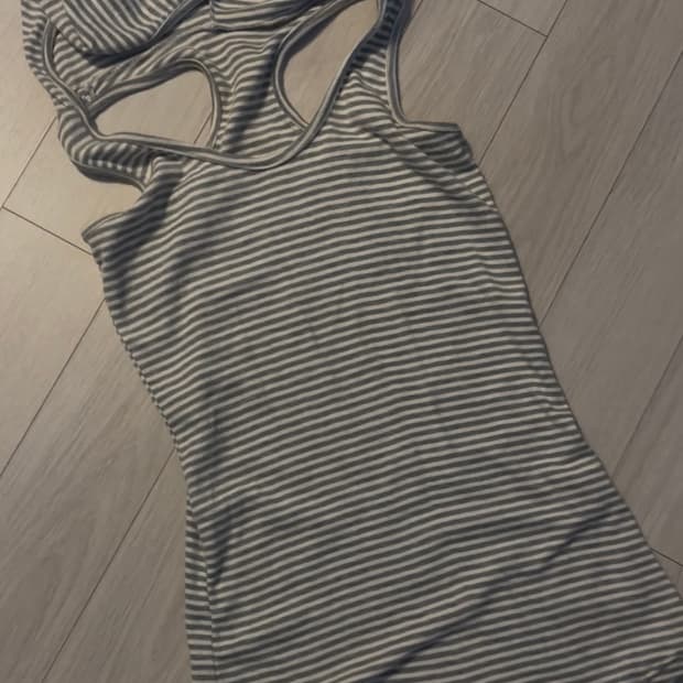 lalacub gray stripe hoodie sleeveless