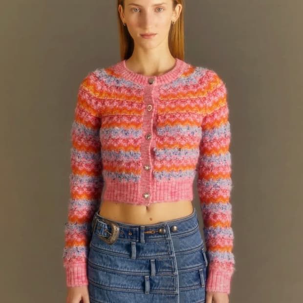 앤더슨벨 스트라이프 푸들 니트 가디건 - S size