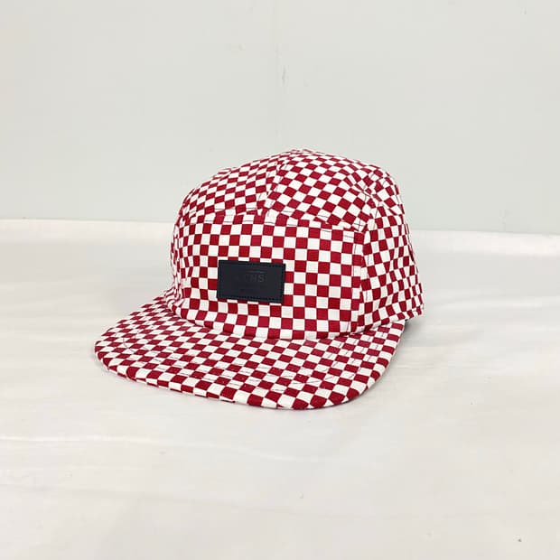 반스 데이비스 5 패널 레드 체커보드 캠프캡