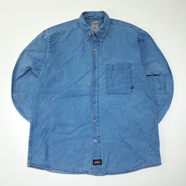 CL452 L 디키즈 코튼 버튼다운 라이트블루 데님셔츠 남방