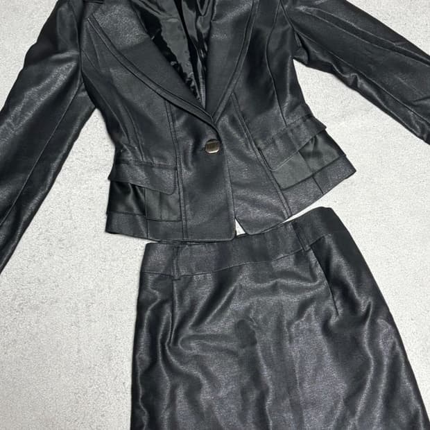 맞춤제작 디자이너 블랙 투피스 스커트 자켓 정장세트 S