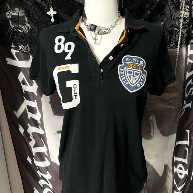 Jpn 00s 빅로고자수카라반팔폴로티셔츠 빈티지핀터깔 빅포니치프키프st