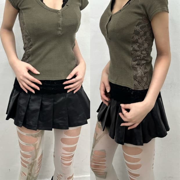 Dust olive oriental detail top