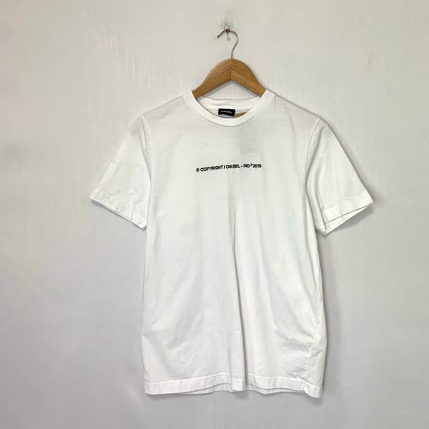 디젤 베이직 심플 반팔 티셔츠 화이트 남녀공용 남성 XS