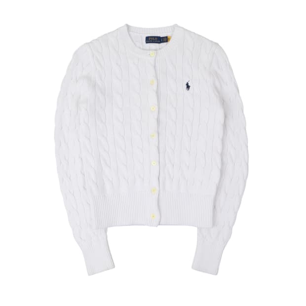 폴로 랄프로렌 QR 화이트 케이블 니트 가디건