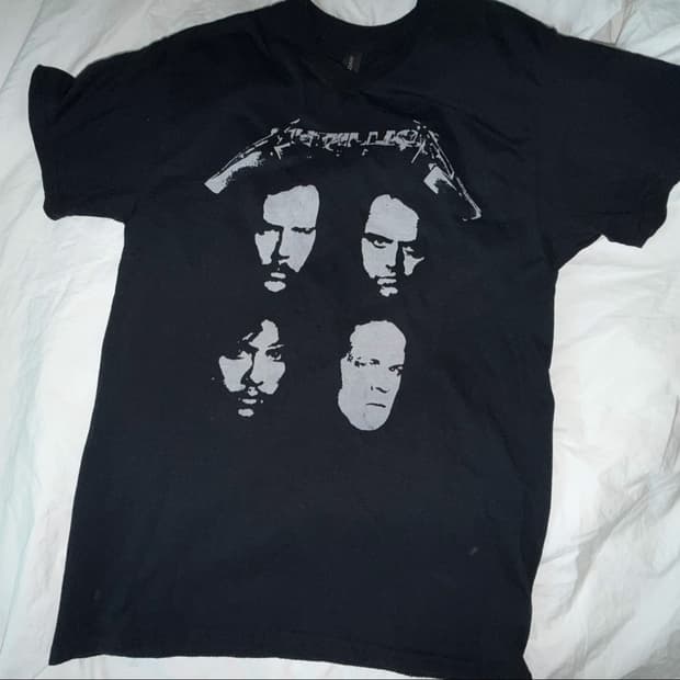 Metallica Faces Print Black T-shirt