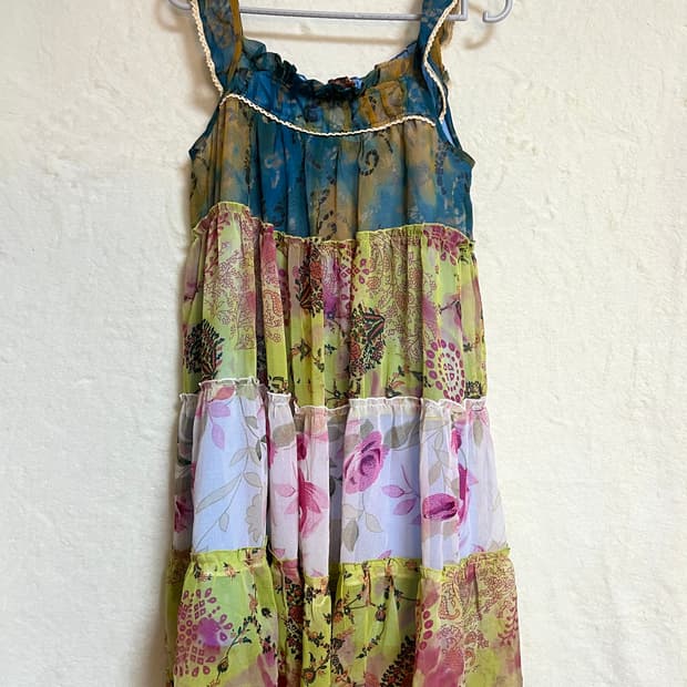 빈티지 패치 쉬폰 원피스