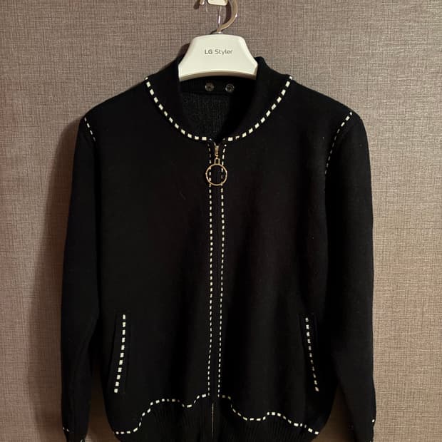 블랙 니트 후드 집업 가디건 Japan