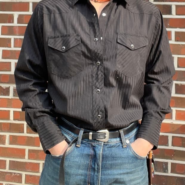 랭글러 실크 스트라이프 웨스턴 셔츠