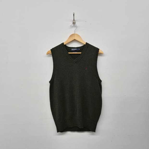폴로 랄프로렌 브이넥 니트 베스트 그린 남여공용 M