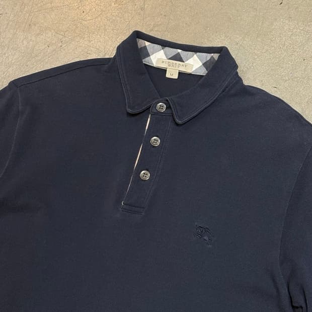 M 버버리 네이비 카라 반팔 티셔츠 
