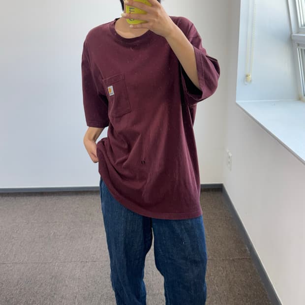 Carhartt 칼하트 원포켓 버건디 반팔 