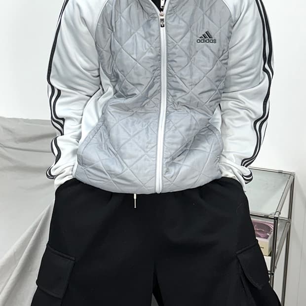 아디다스 그레이 누빔 퀄팅 트랙탑 자켓 XL