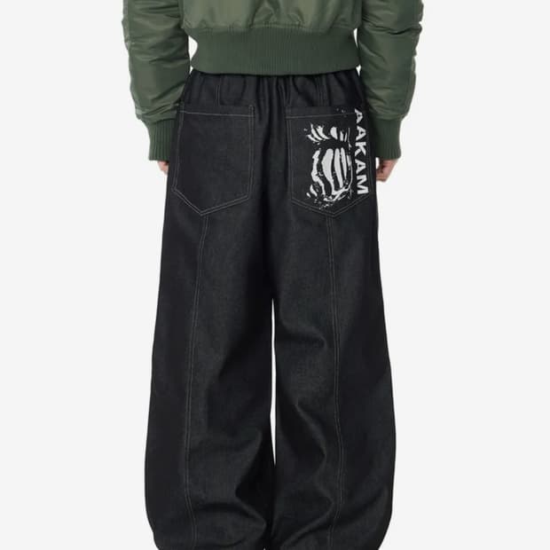 핀턱 프린티드 데님팬츠 1사이즈