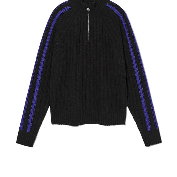 오픈와이와이 Ribbed Half-Zip Pullover Black
