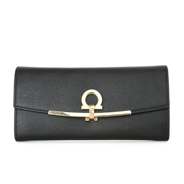 페라가모 간치니 장지갑 ID포켓 바라 월렛 골드 22D150