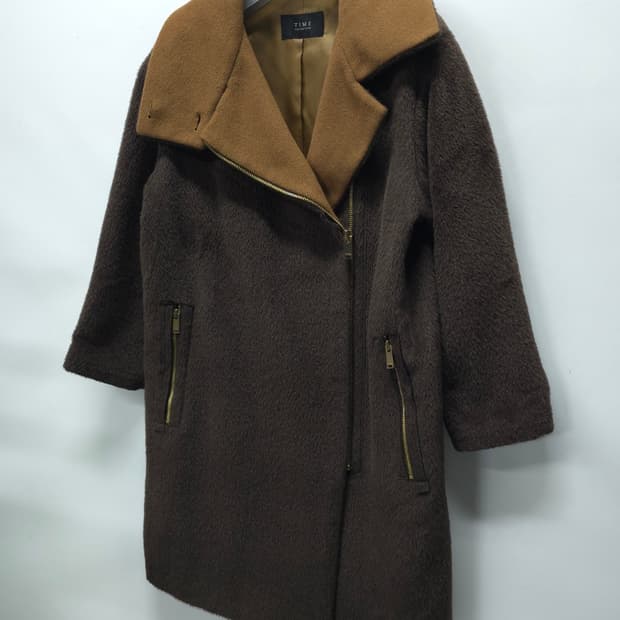 타임 여성 라마 울 코트