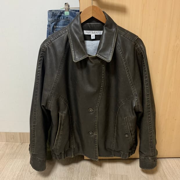 파르티멘토 우먼 레더 봄버자켓 (카키브라운)