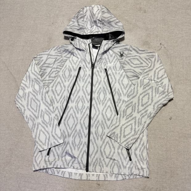 스파이더 화이트 패턴 후드 바람막이
